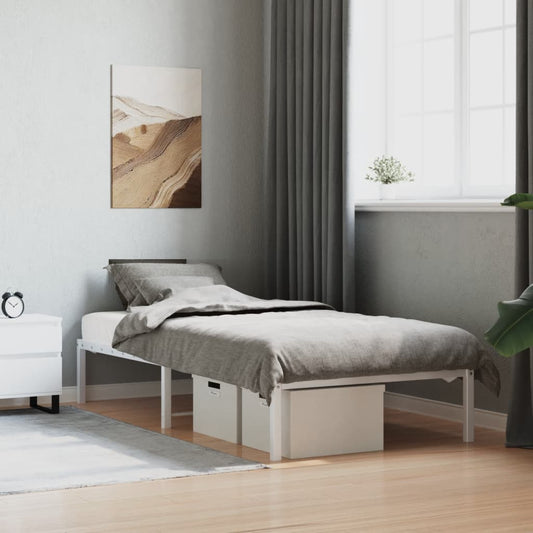 Metal Bed Frame without Mattress White 90x190cm