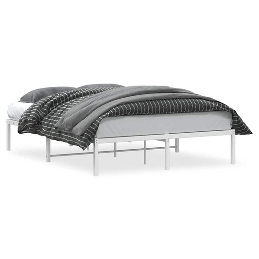 Metal Bed Frame without Mattress White 135x190cm