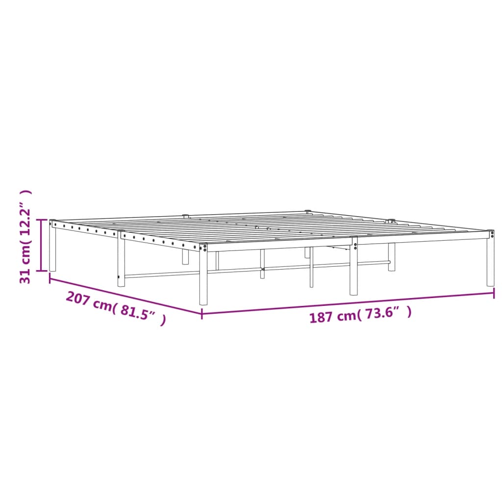 Metal Bed Frame without Mattress White 180x200cm