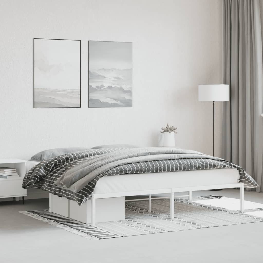 Metal Bed Frame without Mattress White 180x200cm