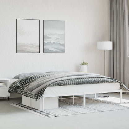 Metal Bed Frame without Mattress White 200x200cm