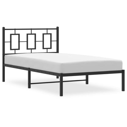 Metal Bed Frame without Mattress with Headboard Black 100x200cm
