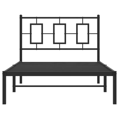 Metal Bed Frame without Mattress with Headboard Black 100x200cm