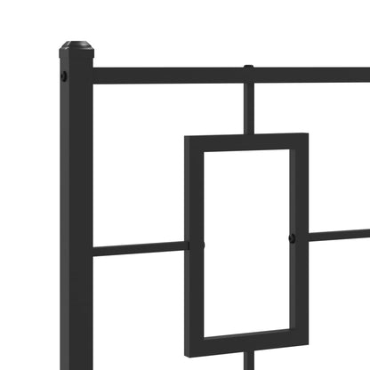 Metal Bed Frame without Mattress with Headboard Black 100x200cm