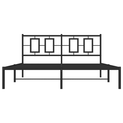 Metal Bed Frame without Mattress with Headboard Black 150x200cm