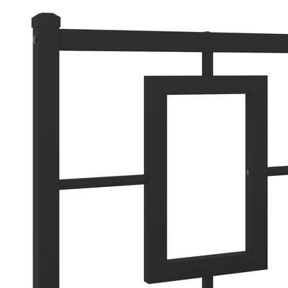 Metal Bed Frame without Mattress with Headboard Black 150x200cm
