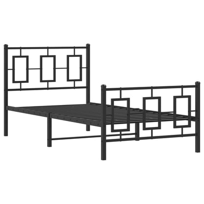 Metal Bed Frame without Mattress with Footboard Black 90x200cm