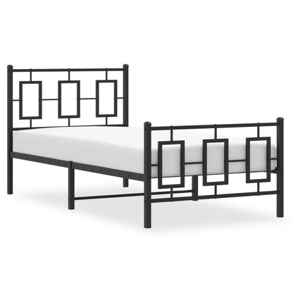 Metal Bed Frame without Mattress with Footboard Black 90x200cm