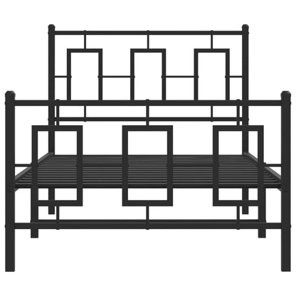 Metal Bed Frame without Mattress with Footboard Black 90x200cm