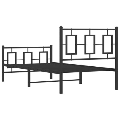 Metal Bed Frame without Mattress with Footboard Black 90x200cm