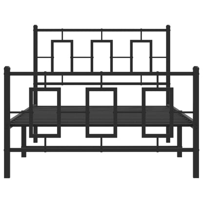 Metal Bed Frame without Mattress with Footboard Black 100x200cm