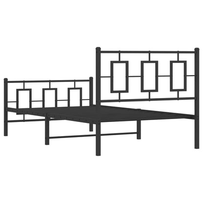 Metal Bed Frame without Mattress with Footboard Black 100x200cm