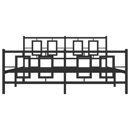 Metal Bed Frame without Mattress with Footboard Black 150x200cm