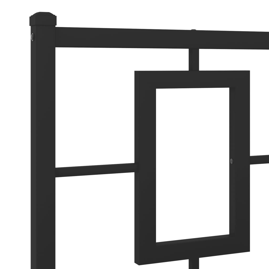 Metal Bed Frame without Mattress with Footboard Black 150x200cm