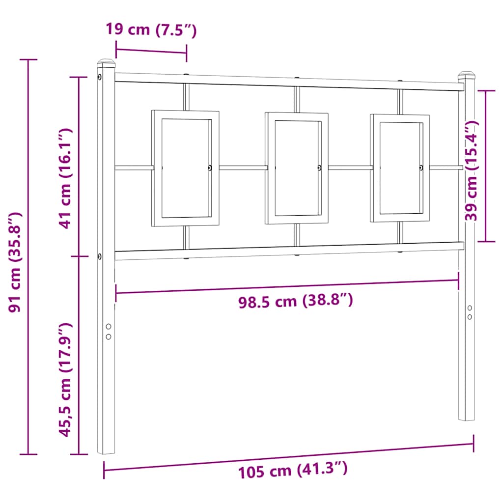 Metal Replace Headboard Black 100 cm