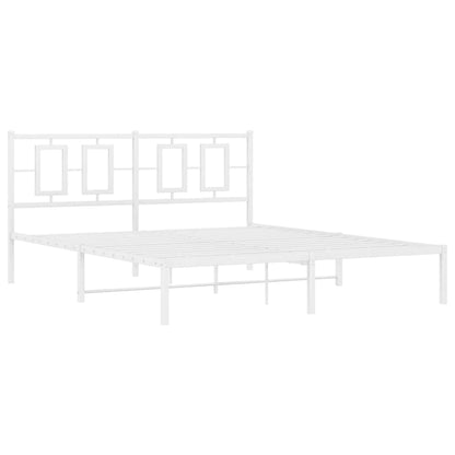 Metal Bed Frame without Mattress with Headboard White 150x200cm