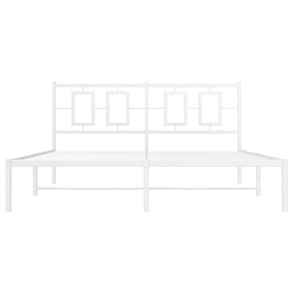 Metal Bed Frame without Mattress with Headboard White 150x200cm