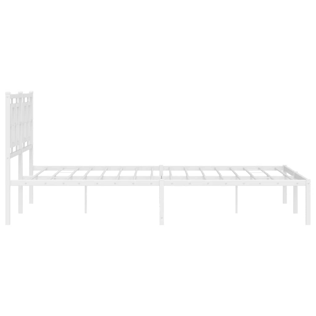 Metal Bed Frame without Mattress with Headboard White 150x200cm