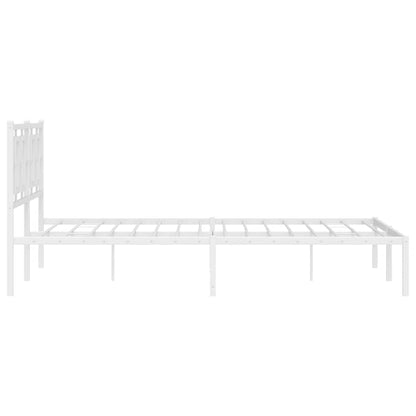 Metal Bed Frame without Mattress with Headboard White 150x200cm