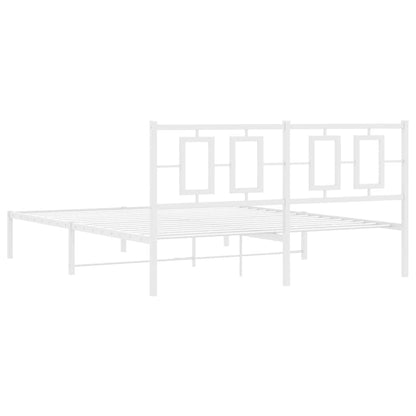 Metal Bed Frame without Mattress with Headboard White 150x200cm