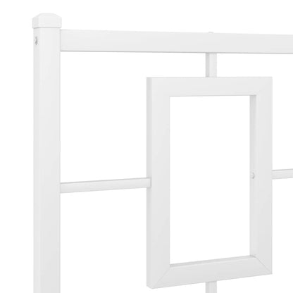 Metal Bed Frame without Mattress with Headboard White 150x200cm