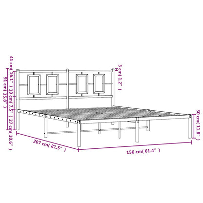 Metal Bed Frame without Mattress with Headboard White 150x200cm