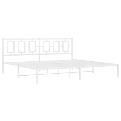 Metal Bed Frame without Mattress with Headboard White 193x203cm