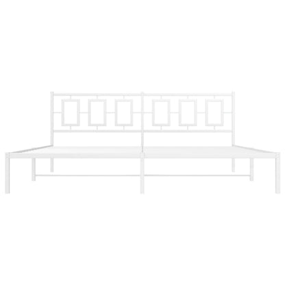 Metal Bed Frame without Mattress with Headboard White 193x203cm