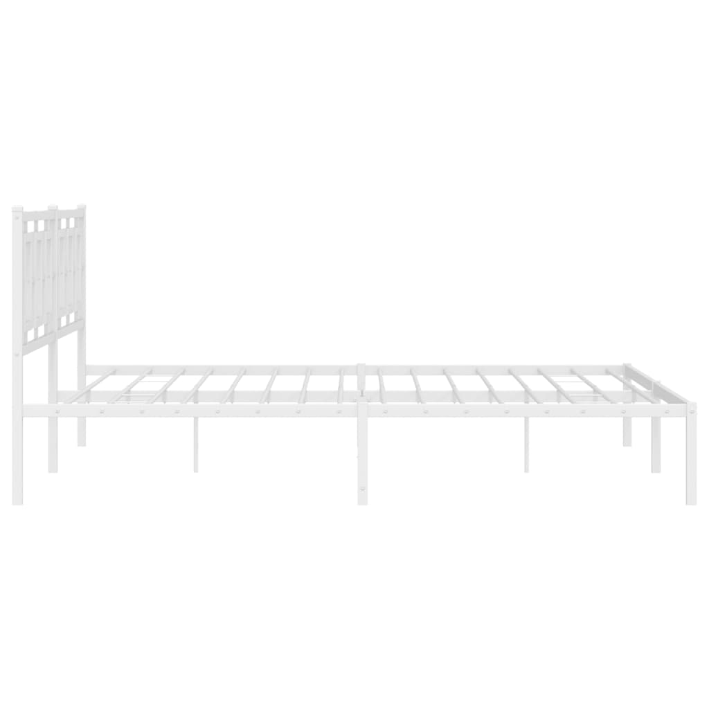 Metal Bed Frame without Mattress with Headboard White 193x203cm