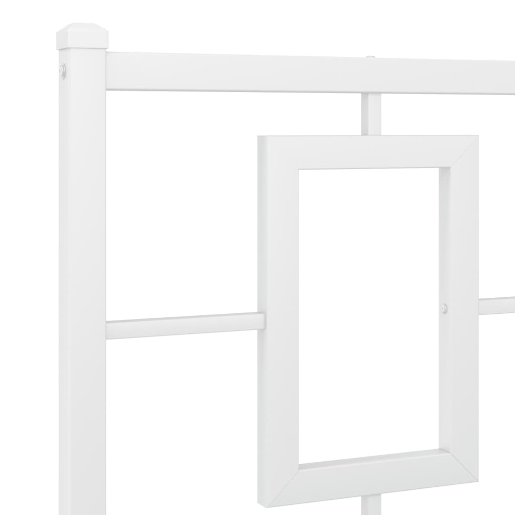 Metal Bed Frame without Mattress with Headboard White 193x203cm