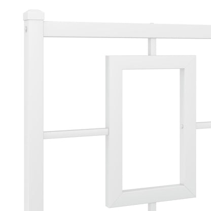 Metal Bed Frame without Mattress with Headboard White 193x203cm