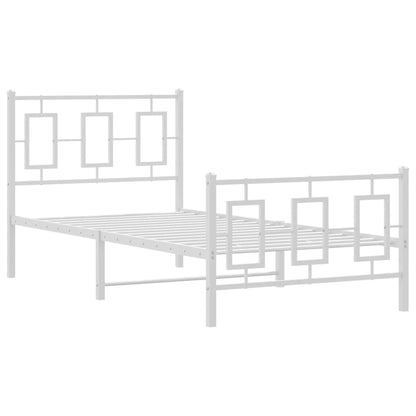 Metal Bed Frame without Mattress with Footboard White 90x200cm