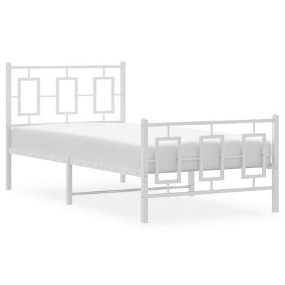 Metal Bed Frame without Mattress with Footboard White 90x200cm