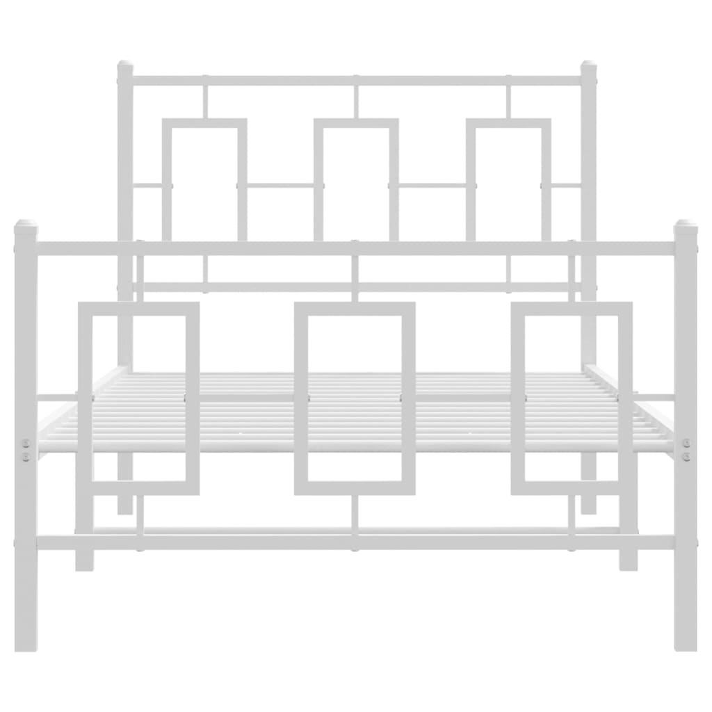 Metal Bed Frame without Mattress with Footboard White 90x200cm