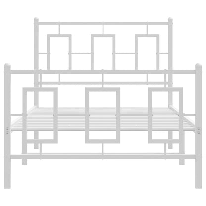 Metal Bed Frame without Mattress with Footboard White 90x200cm