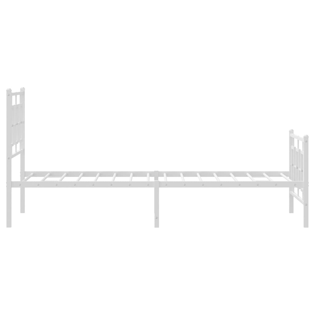 Metal Bed Frame without Mattress with Footboard White 90x200cm