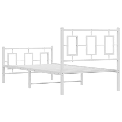 Metal Bed Frame without Mattress with Footboard White 90x200cm