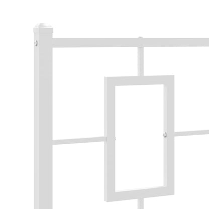 Metal Bed Frame without Mattress with Footboard White 90x200cm