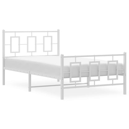 Metal Bed Frame without Mattress with Footboard White 100x200cm