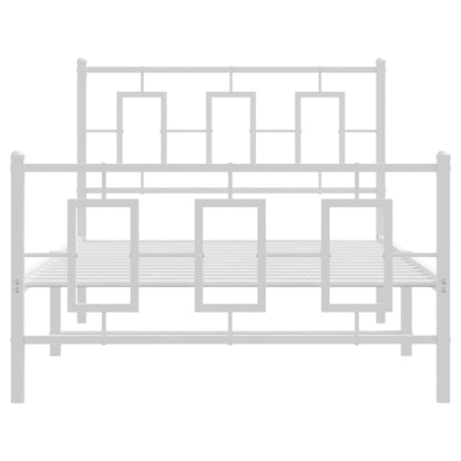 Metal Bed Frame without Mattress with Footboard White 100x200cm