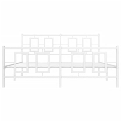 Metal Bed Frame without Mattress with Footboard White 150x200cm