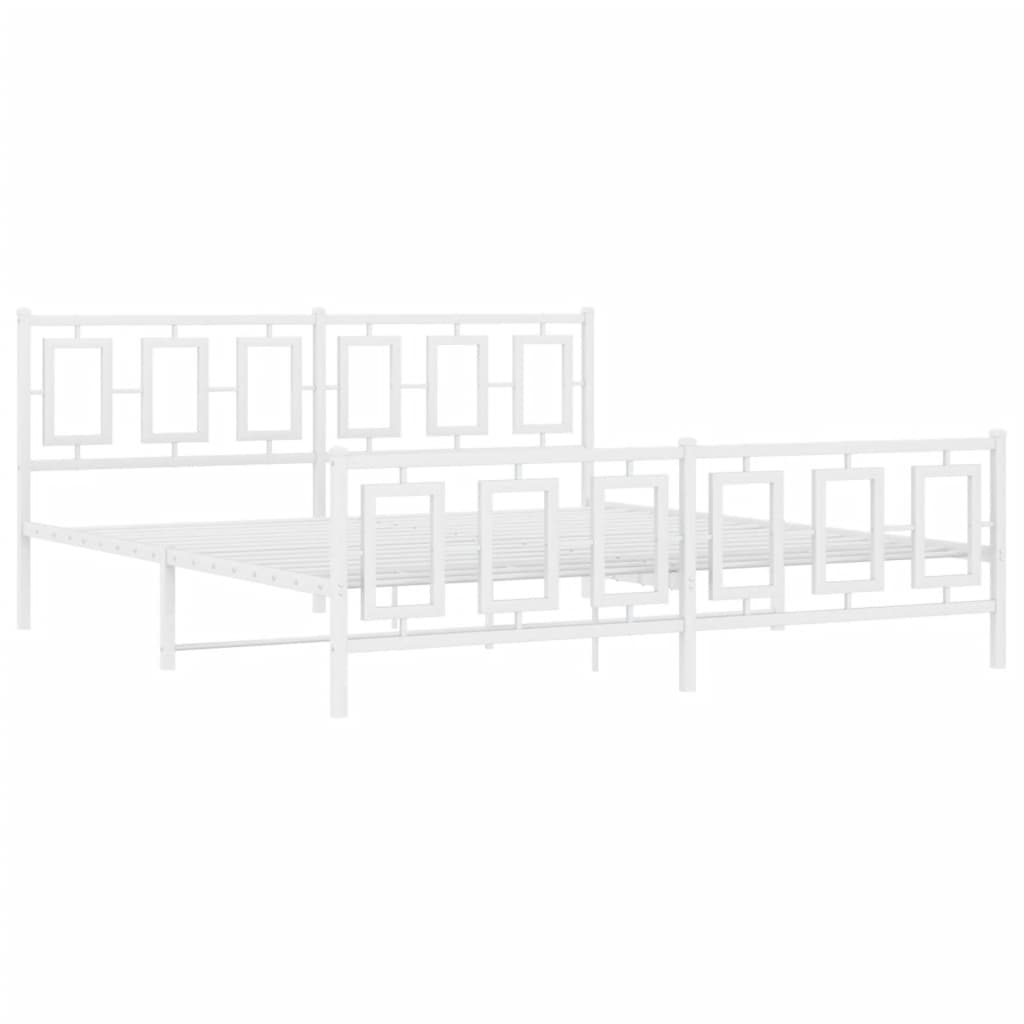 Metal Bed Frame without Mattress with Footboard White 180x200cm