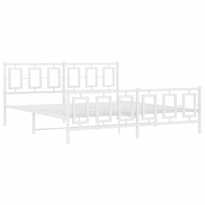 Metal Bed Frame without Mattress with Footboard White 180x200cm