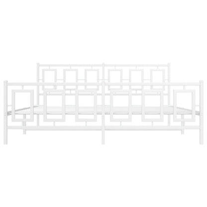 Metal Bed Frame without Mattress with Footboard White 180x200cm