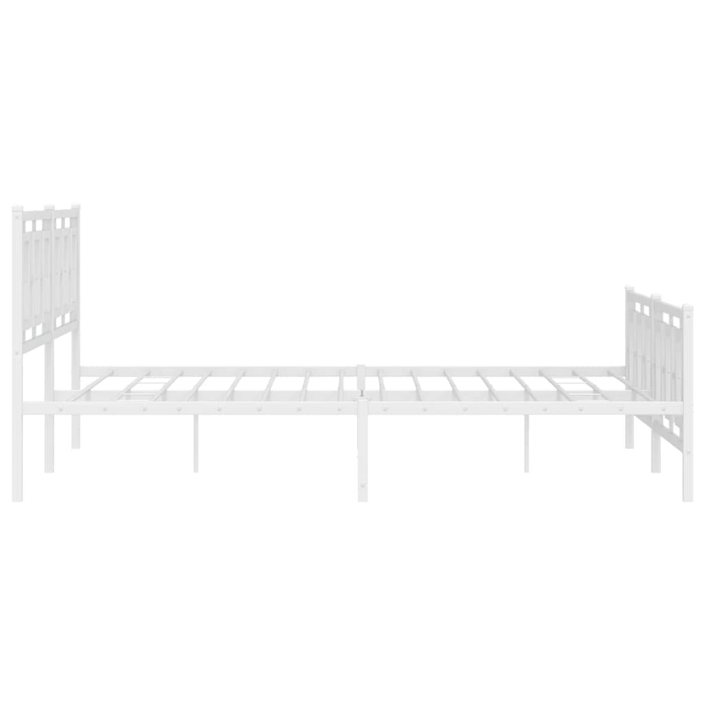 Metal Bed Frame without Mattress with Footboard White 180x200cm