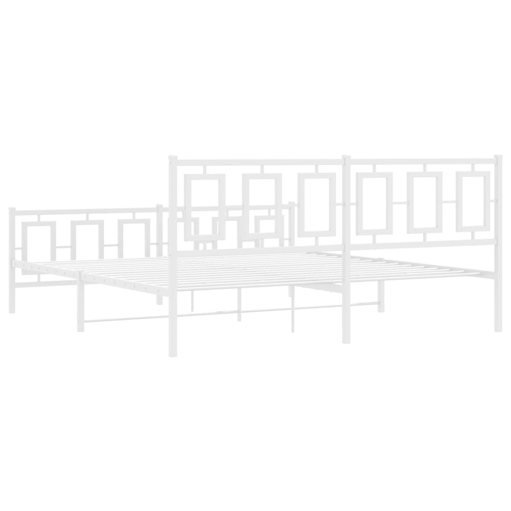 Metal Bed Frame without Mattress with Footboard White 180x200cm