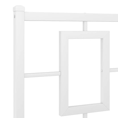 Metal Bed Frame without Mattress with Footboard White 180x200cm