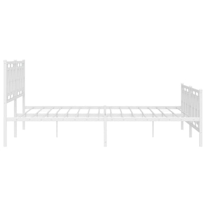 Metal Bed Frame without Mattress with Footboard White 193x203cm
