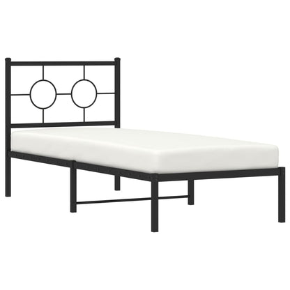 Metal Bed Frame without Mattress with Headboard Black 80x200cm