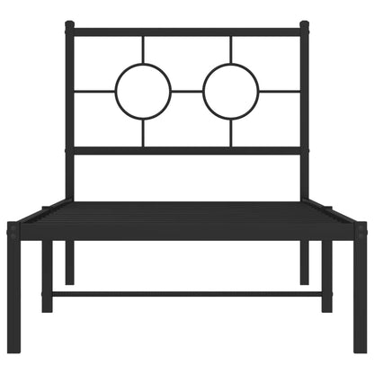 Metal Bed Frame without Mattress with Headboard Black 80x200cm